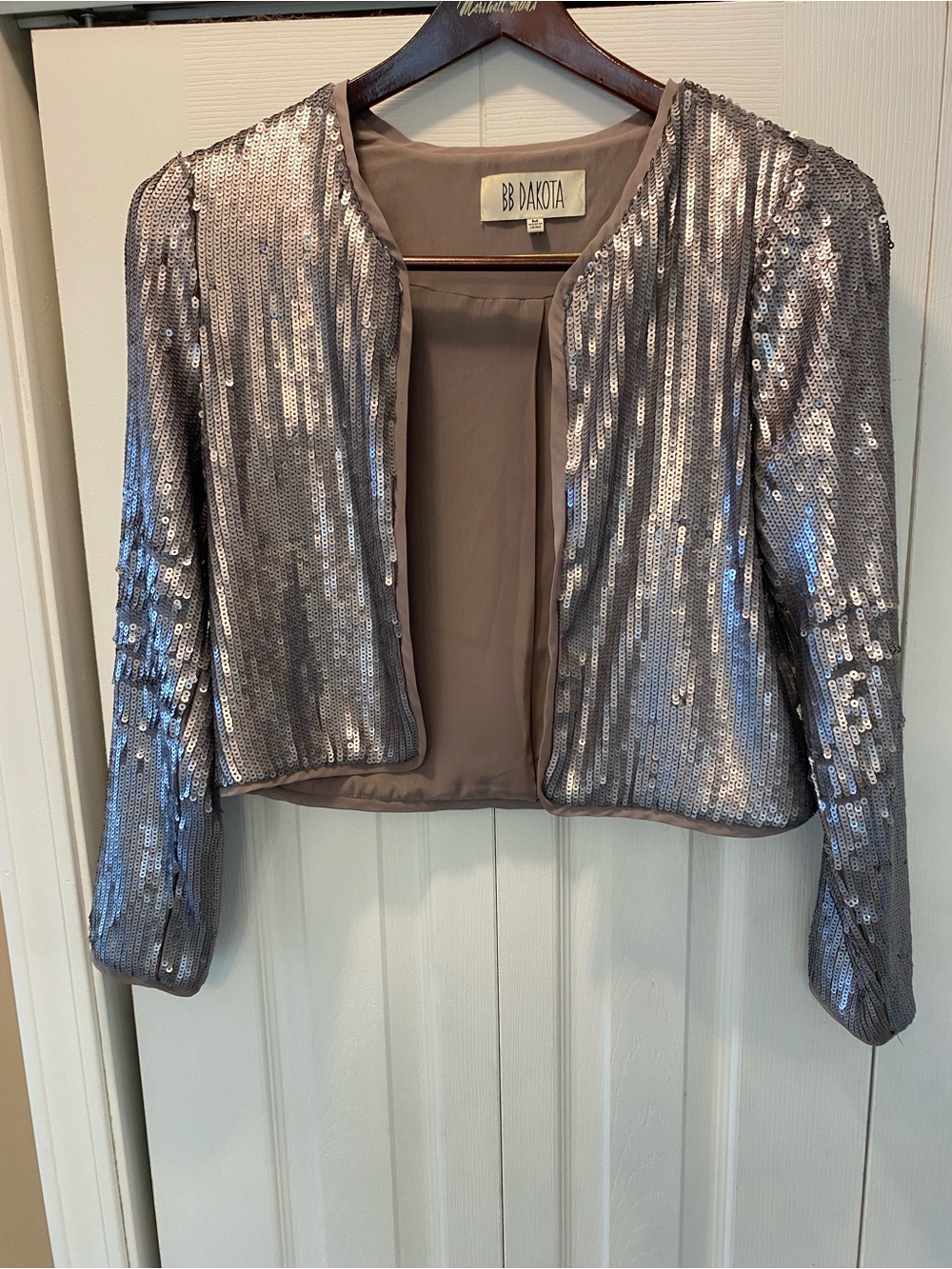 BB Dakota Metallic Silver Sequin shacket